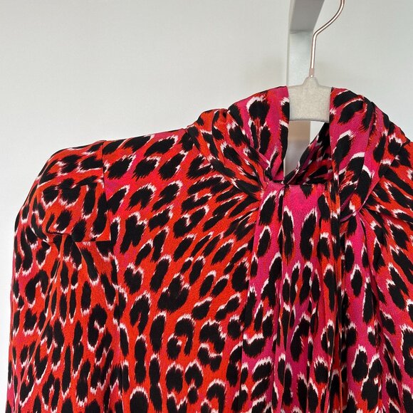 Zadig & Voltaire Ryde Pink & Orange Leopard Silk Dress Medium Size - Picture 6 of 10